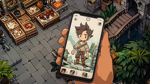 A player navigating the open world of Genshin Impact on a mobile device, showcasing the game's accessibility on different platforms. The image highlights the game's smooth performance and detailed graphics on a smaller screen.