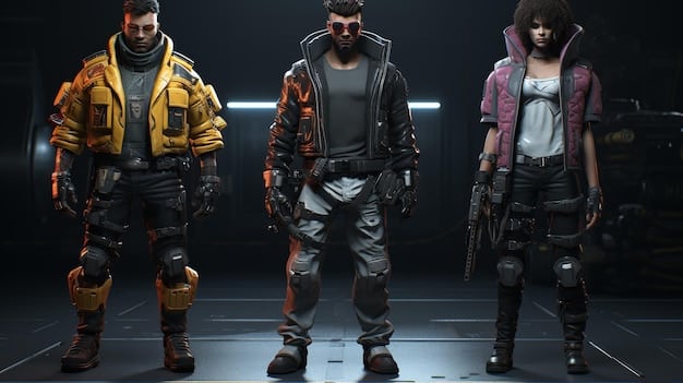 A screenshot showing different character in Free Fire. The character is equipped with advanced weapons and is set in a futuristic urban environment, demonstrating the evolution of the game's aesthetics.