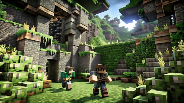 Screenshot of a highly detailed Minecraft mod showcasing custom weapons and armor, focusing on the intricate designs and diverse functionalities. Highlight the visual differences from the default Minecraft items.