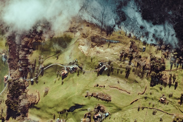 An action-packed screenshot of a large-scale alliance war in Rise of Kingdoms. Numerous armies from different alliances are clashing in a strategic location, such as near a resource node or a strategic fort. The image should convey the scale and intensity of alliance warfare, with clear visual cues indicating which alliances are fighting and the objective they are trying to achieve.